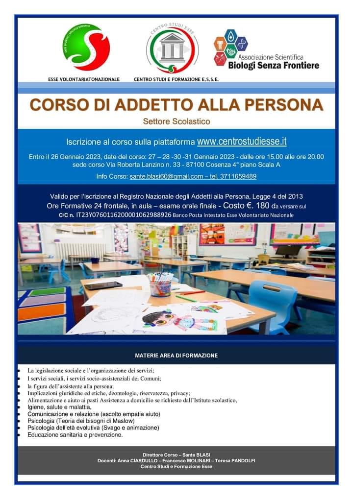 Corso Addetto alla persona